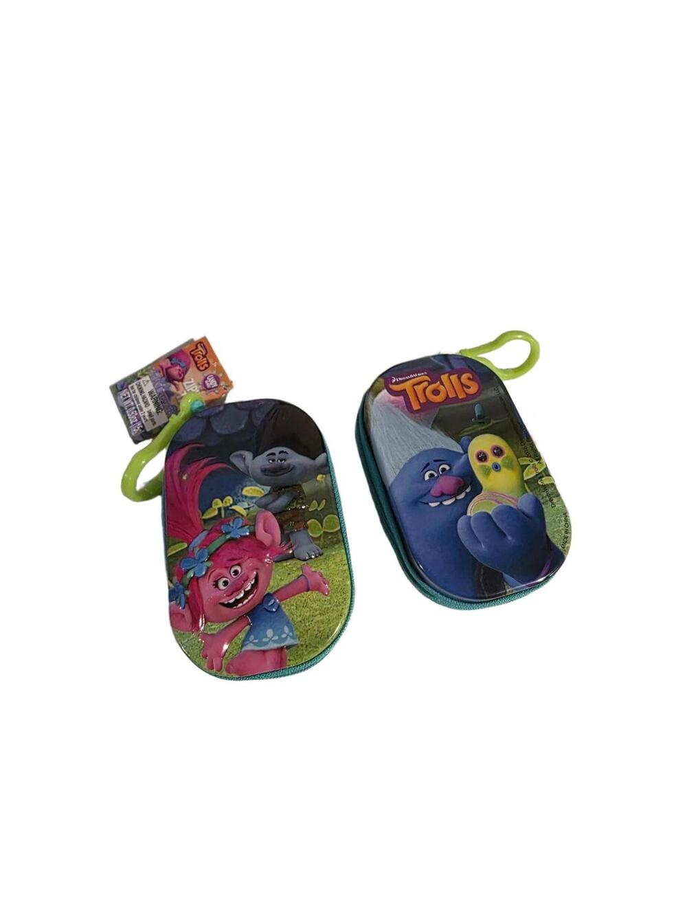 2 NWT DreamWorks Trolls Mini Pouch Clip Poppy Zipper Tin